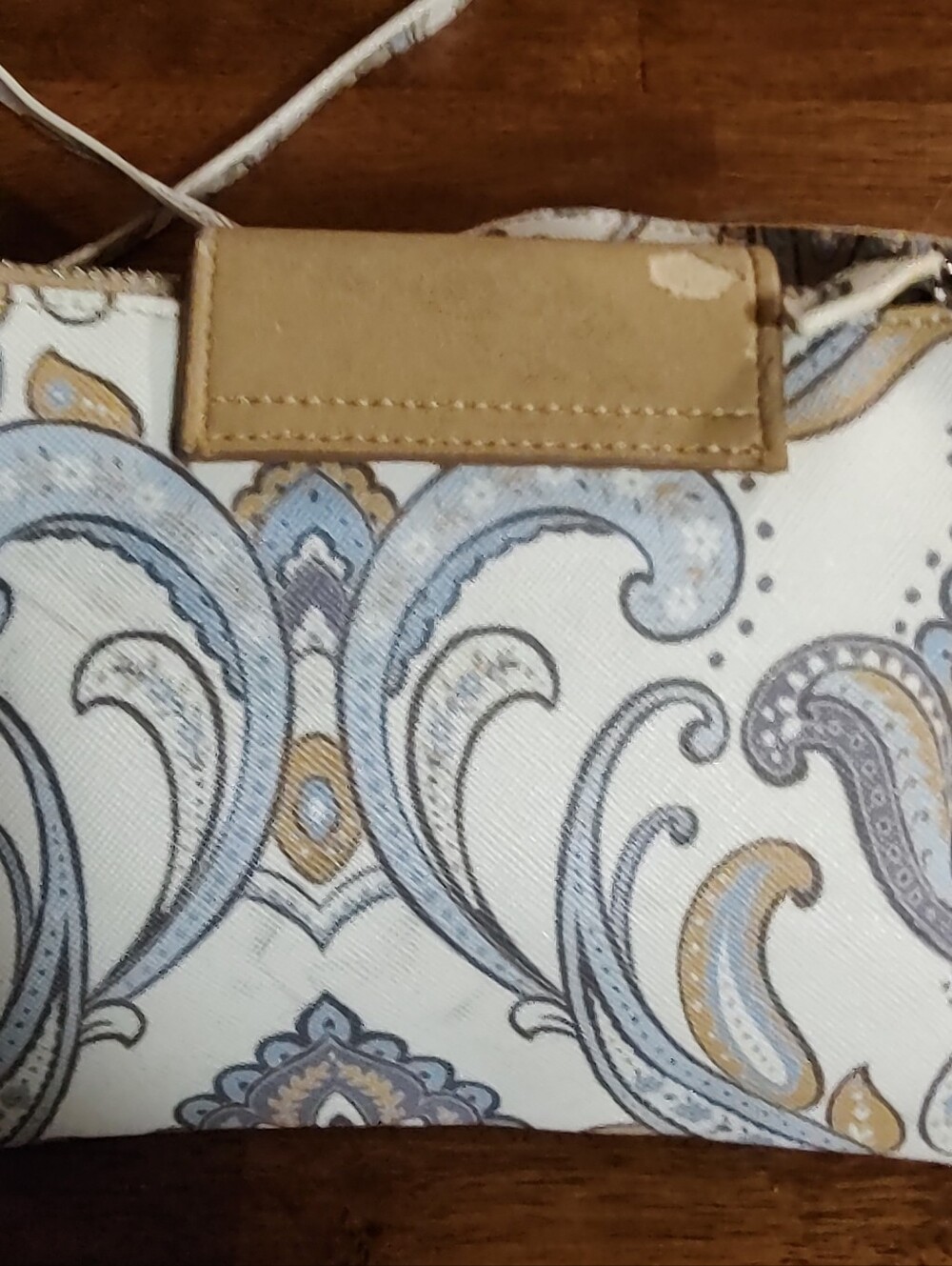 Neutral Paisley Crossbody Bag with Tan Flap - Picture 10 of 11